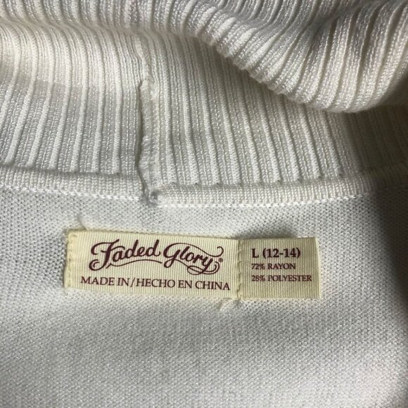 Faded Glory Cardigan Womens Size Large 12 - 14 Cream Open Front Sweater Layering - Picture 5 of 6